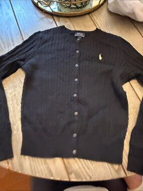 Polo by Ralph Lauren Black Cable-Knit Cardigan Kids 12-14 LG